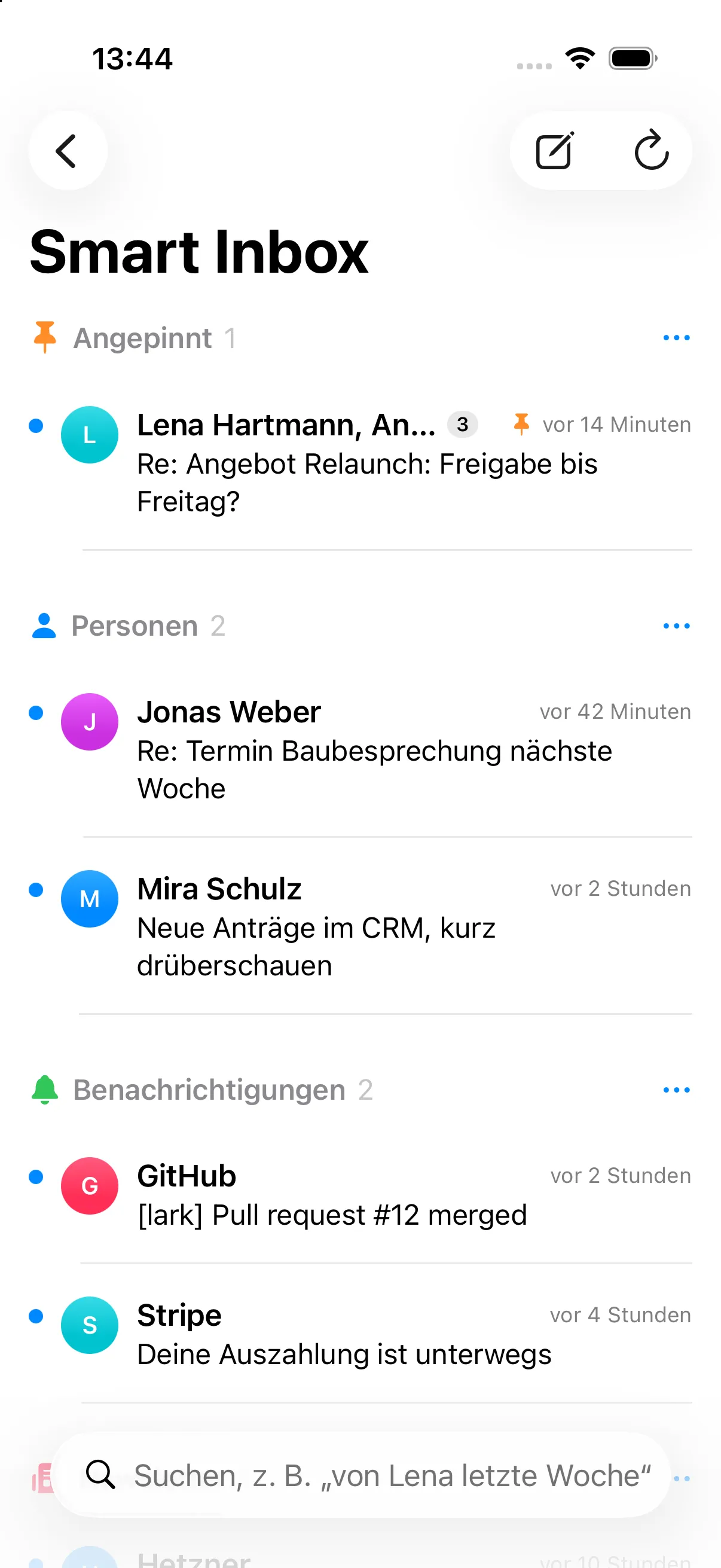 Iris auf dem iPhone: die Smart Inbox